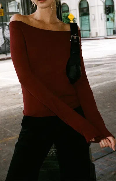 John Galt Women's Burgundy Off-the-shoulder Top