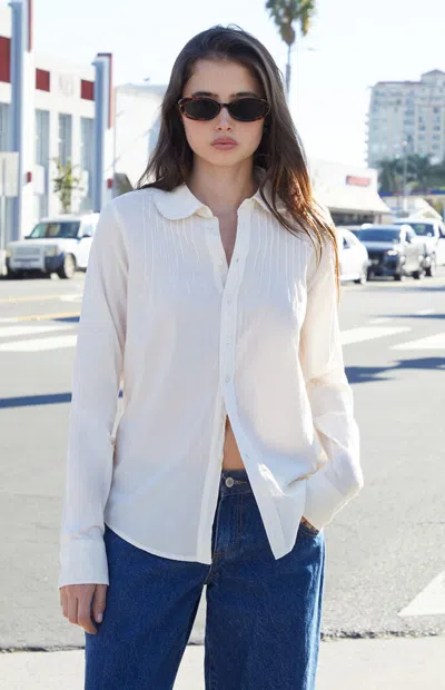 John Galt Women's Button Down Long Sleeve Shirt In Cream In White