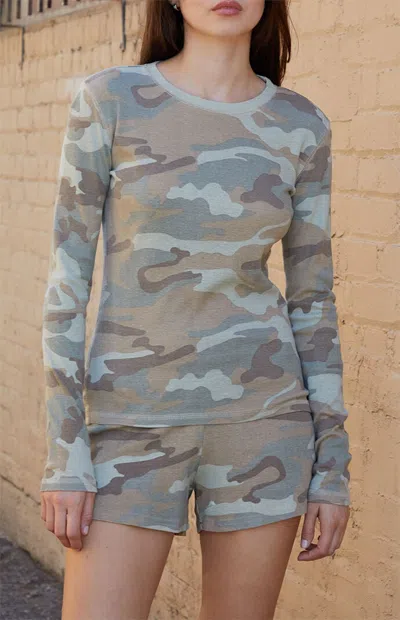 John Galt Women's Camo Ainsley Long Sleeve Top In Military In Green