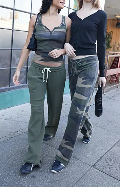 John Galt Women's Camo Hilary Baggy Sweatpants In Military In Green