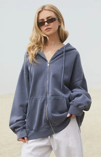 John Galt Women's Christy Full Zip Oversized Hoodie In Medium Gray