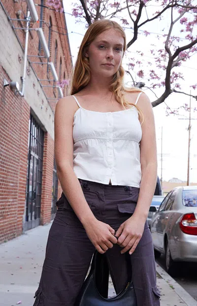 John Galt Women's Dani Button Front Tank Top In White