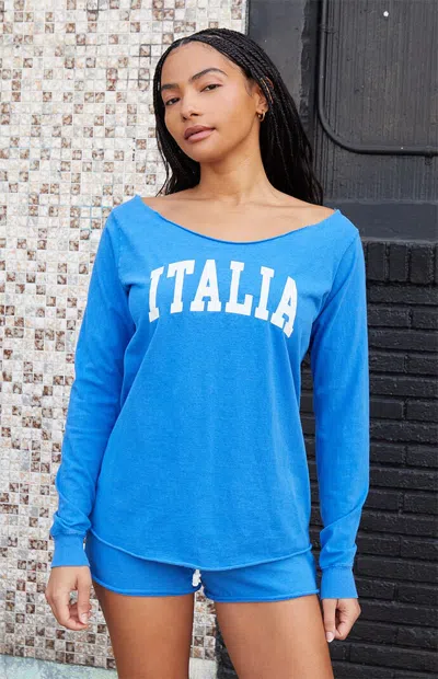 John Galt Women's Electric Blue Italia Off-the-shoulder Long Sleeve Top