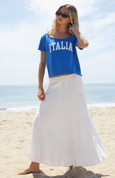 John Galt Women's Electric Blue Robyn Italia Short Sleeve Off-the-shoulder Top