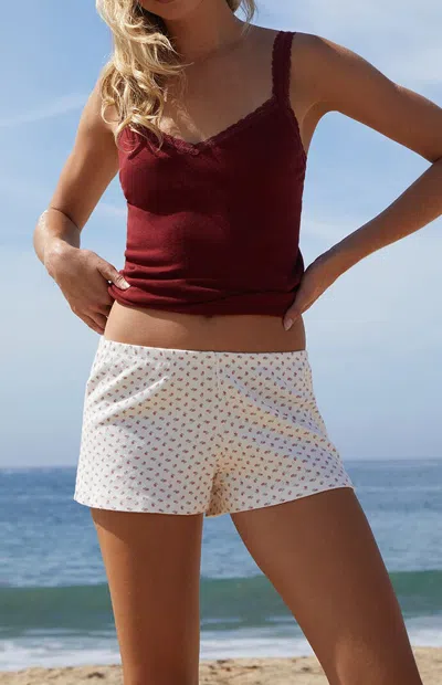 John Galt Women's Floral Pointelle Emery Pajama Shorts In White