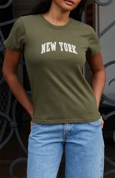 John Galt Women's Green New York Embroidered T-shirt