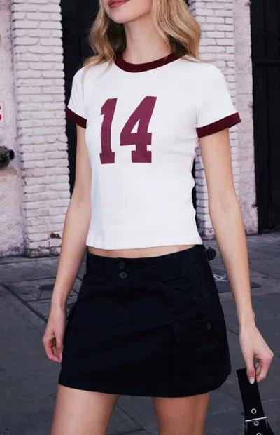 John Galt Women's Hailie 14 Ringer T-shirt In White