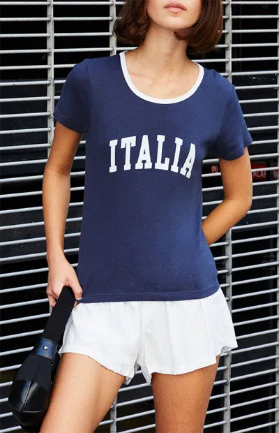 John Galt Women's Hailie Italia Ringer T-shirt In Blue/white In Multi