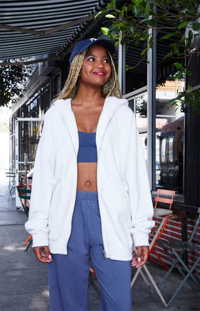 John Galt Women's Heather Grey Christy Full Zip Hoodie In White