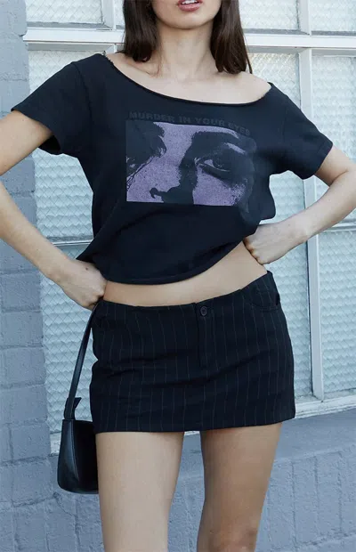 John Galt Women's Julie Pinstripe Mini Skort In Black