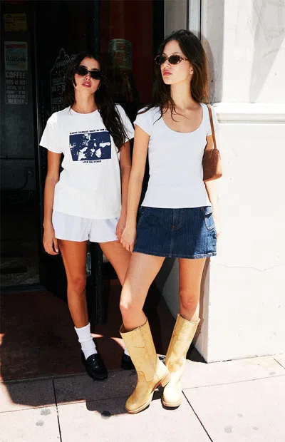 John Galt Women's Light Blue Leslie Scalloped Top