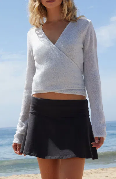 John Galt Women's Light Blue Wrap Sweater