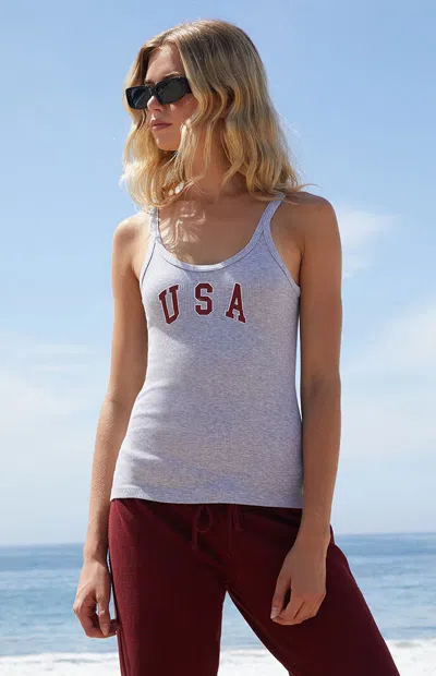 John Galt Women's Light Gray Beyonca Usa Tank Top