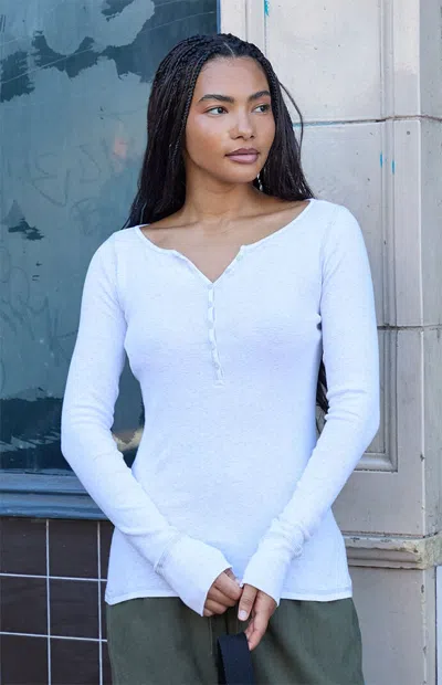 John Galt Women's Melange Henley Long Sleeve Top