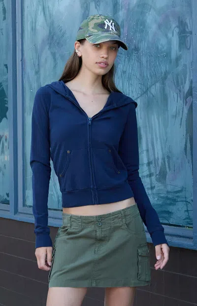 John Galt Women's Navy Christy Zip Up Hoodie