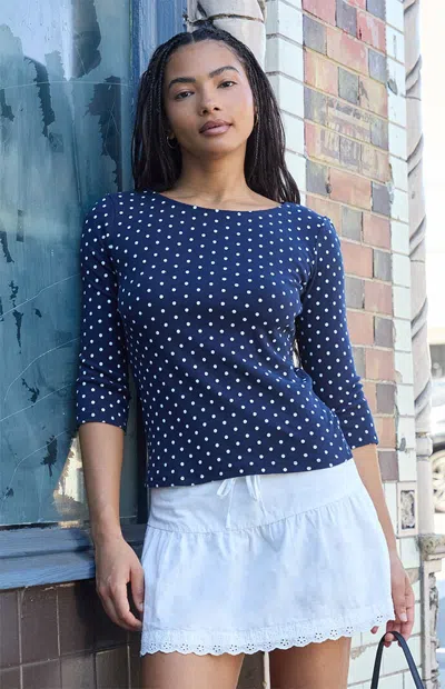 John Galt Women's Navy Jennie Polka Dot Long Sleeve Top In Blue