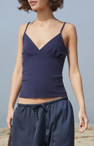 John Galt Women's Navy Overlap Tank Top In Blue