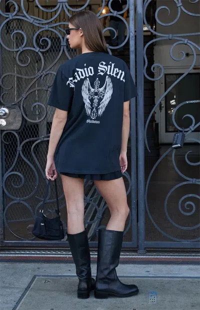 John Galt Women's Penelope Radio Silence Shadows Oversized T-shirt In Black