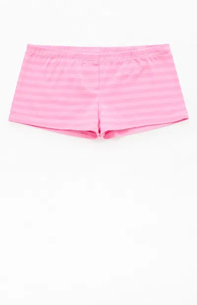 John Galt Women's Pink Striped Boxer Boyshorts