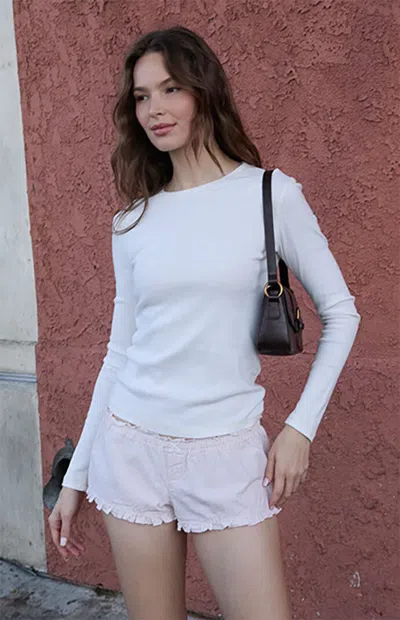 John Galt Women's Pink Striped Keira Ruffle Pajama Shorts In Sand