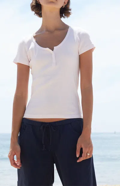 John Galt Women's Pink Zelly Short Sleeve Top In White