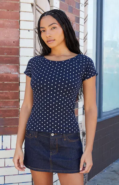 John Galt Women's Polka Dot Ginny Off-the-shoulder Top In Black In Blue