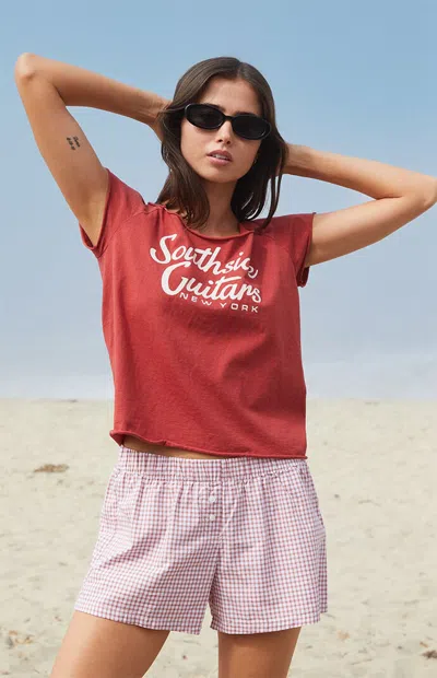 John Galt Women's Red & White Gingham Keira Boxer Shorts In Red/white In Multi