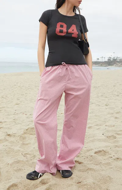 John Galt Women's Red & White Plaid Tie Pants In Red/white In Multi