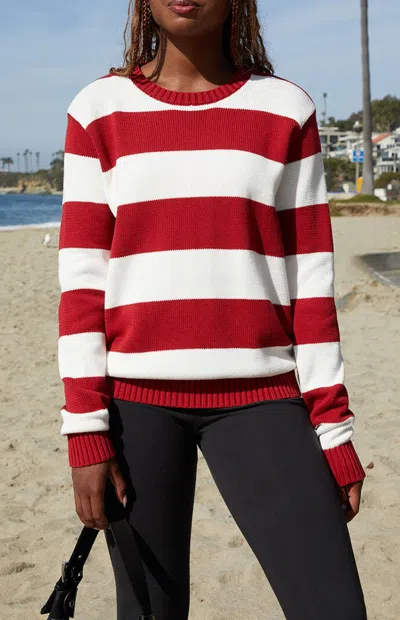 John Galt Women's Red & White Striped Martha Sweater In Red/white In Multi