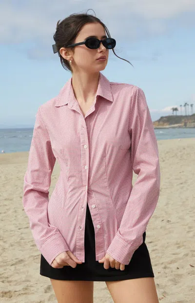 John Galt Women's Red Millie Plaid Long Sleeve Shirt In Multi