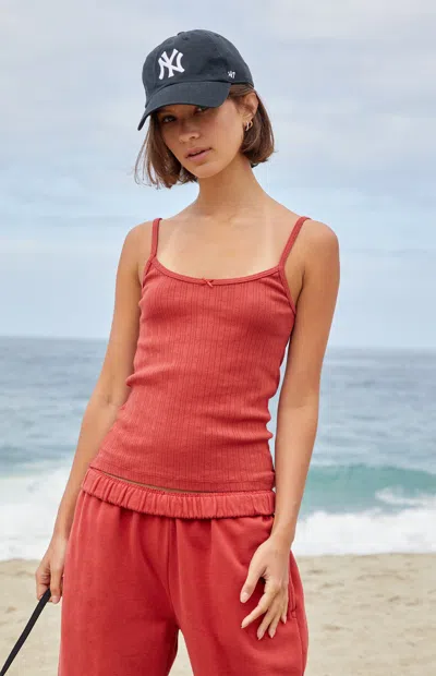 John Galt Women's Red Pointelle Skylar Tank Top