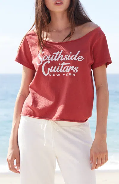 John Galt Women's Red Southside Guitars Off-the-shoulder Top