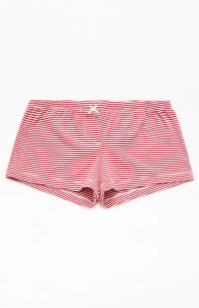 John Galt Women's Red Striped Boxer Boyshorts In Multi