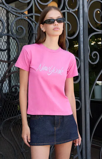 John Galt Women's Robyn New York Glitter T-shirt In Pink