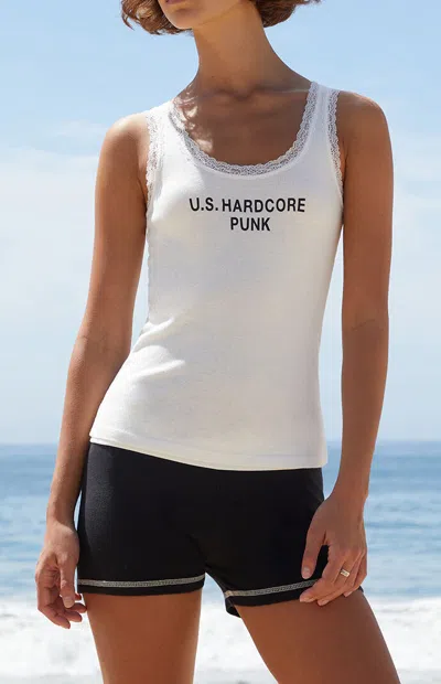 John Galt Women's Ronnie U.s. Hardcore Punk Tank Top In White