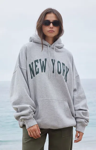 John Galt Women's Silver New York Oversized Hoodie