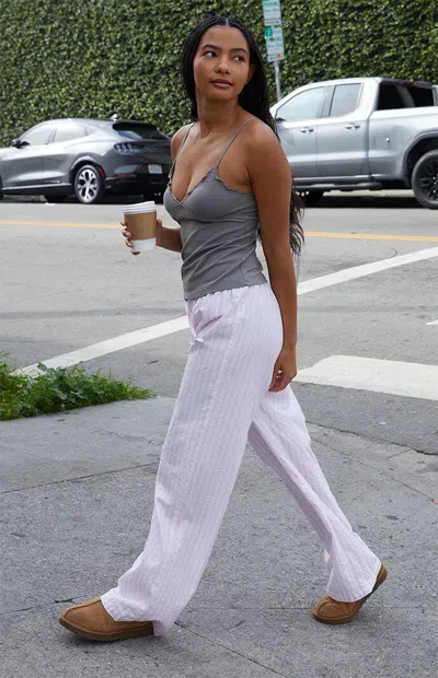 John Galt Women's Striped Drawstring Baggy Lounge Pants In Pink