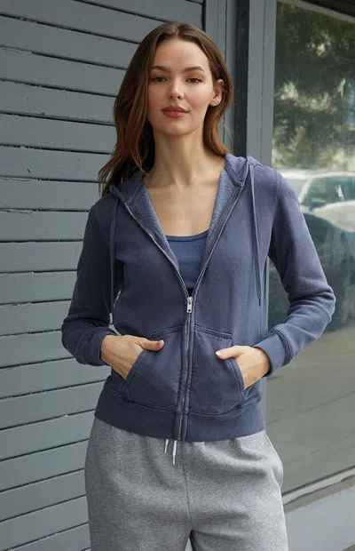 John Galt Women's Washed Navy Zip Up Hoodie In Blue