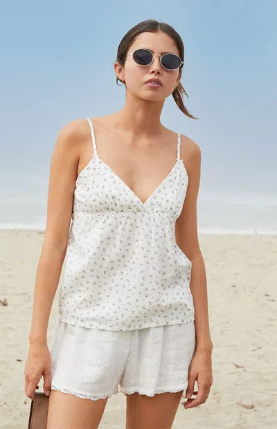 John Galt Women's White & Black Floral Edith Tank Top In White/black In Multi