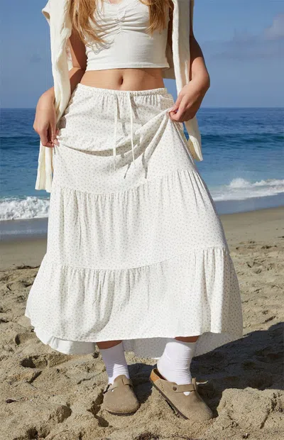 John Galt Women's White & Orange Olive Maxi Skirt In White/orange In Multi