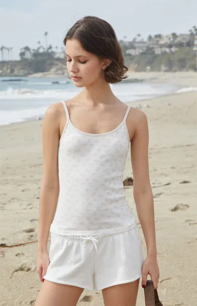 John Galt Women's White & Pink Teddy Bear Skylar Tank Top In White/pink In Multi