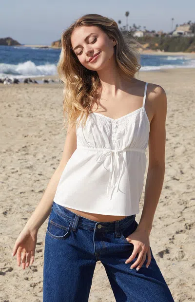 John Galt Women's White Babydoll Top