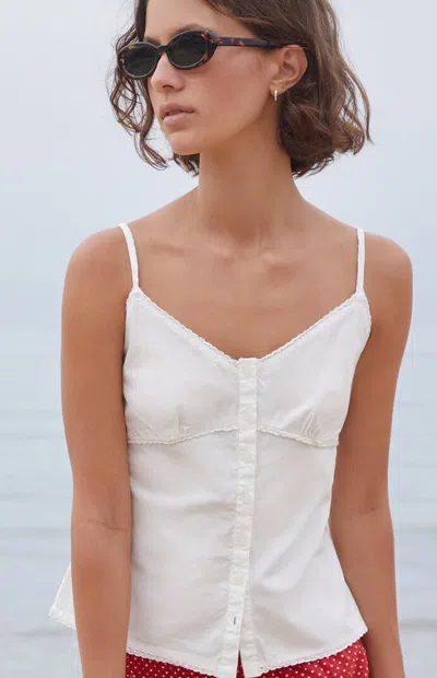 John Galt Women's White Button Up Tank Top