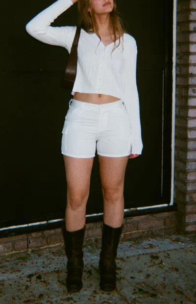 John Galt Women's White Cargo Shorts