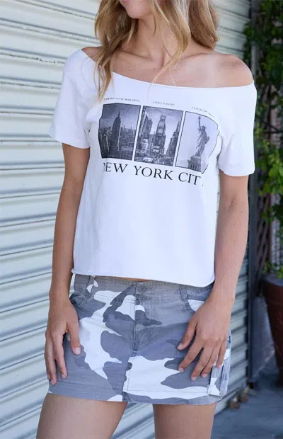 John Galt Women's White Robyn Nyc Cropped Off-the-shoulder Top In Cement