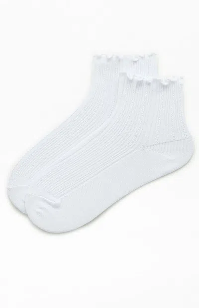 John Galt Women's White Ruffle Ankle Socks