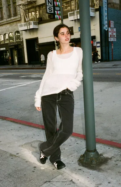 John Galt Women's White Sheer Knit Sweater