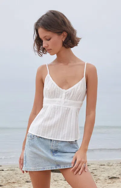 John Galt Women's White Textured Tiffany Tank Top