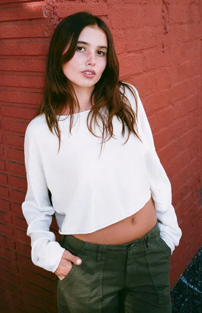 John Galt Women's White Wide Neck Sweater