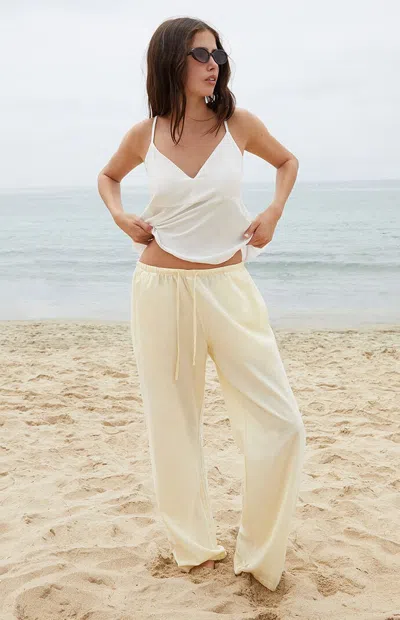 John Galt Women's Yellow Anastasia Linen Baggy Lounge Pants